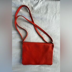 Vera Pelle Bold Orange Crossbody Bag